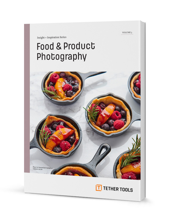 A book with a title that reads: Food & Product Photography