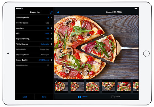 Image of a pizza via Case Air displayed on an iPad