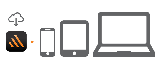 Case Remote app icon, phone, tablet, and laptop. Illustration